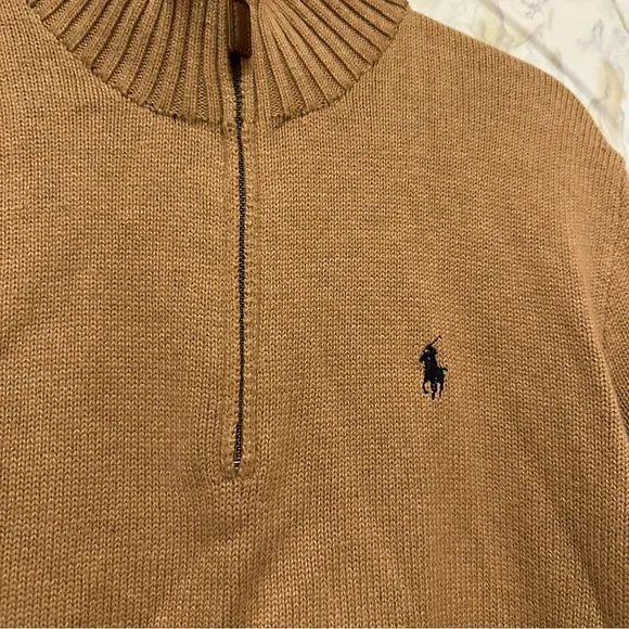 Ralph Lauren Polo small half zip knit pullover sweater brown 100% cotton men’s - Picture 3 of 7